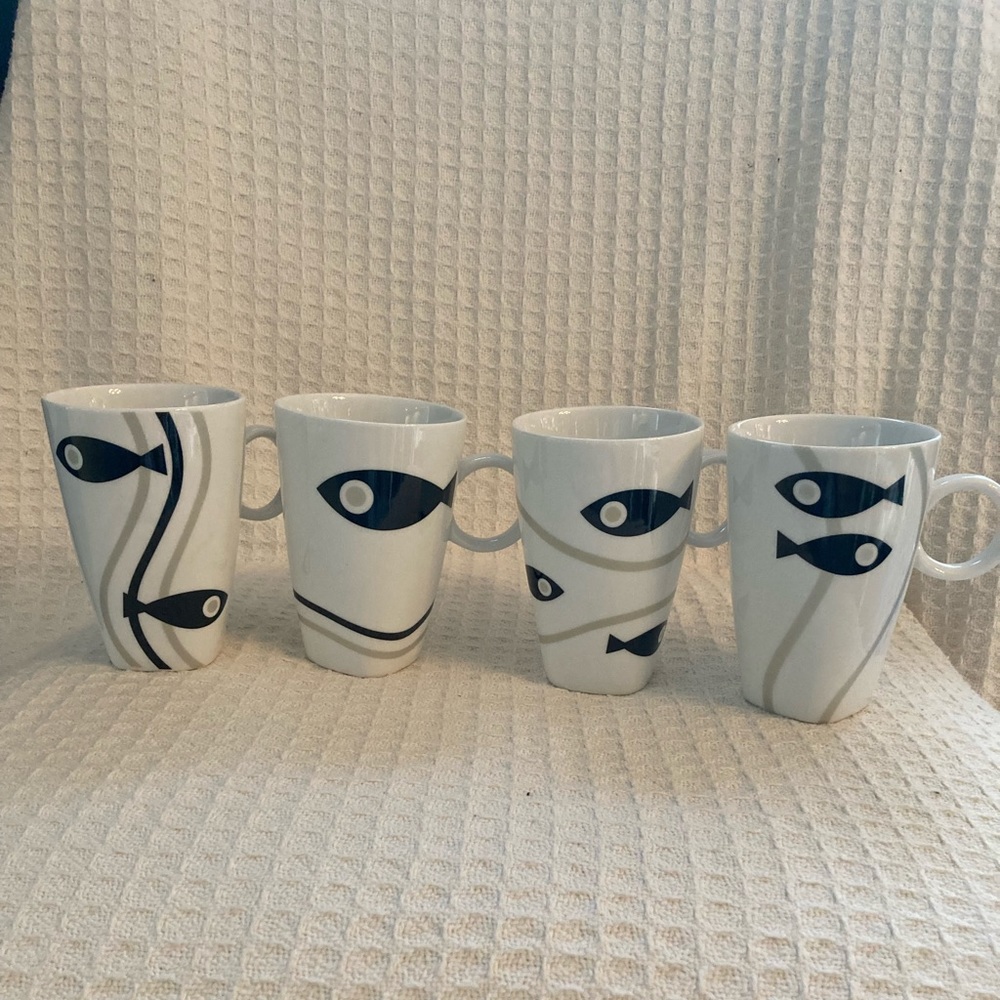 Maxwell Williams Designer Homewares Set Of 4 Fish Print Cups